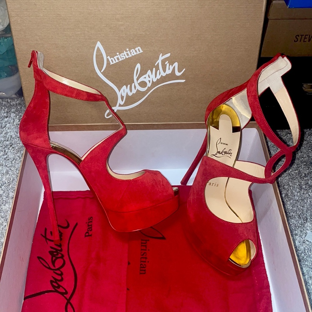Christian Louboutin Rosie Alta Red Suede Heels
